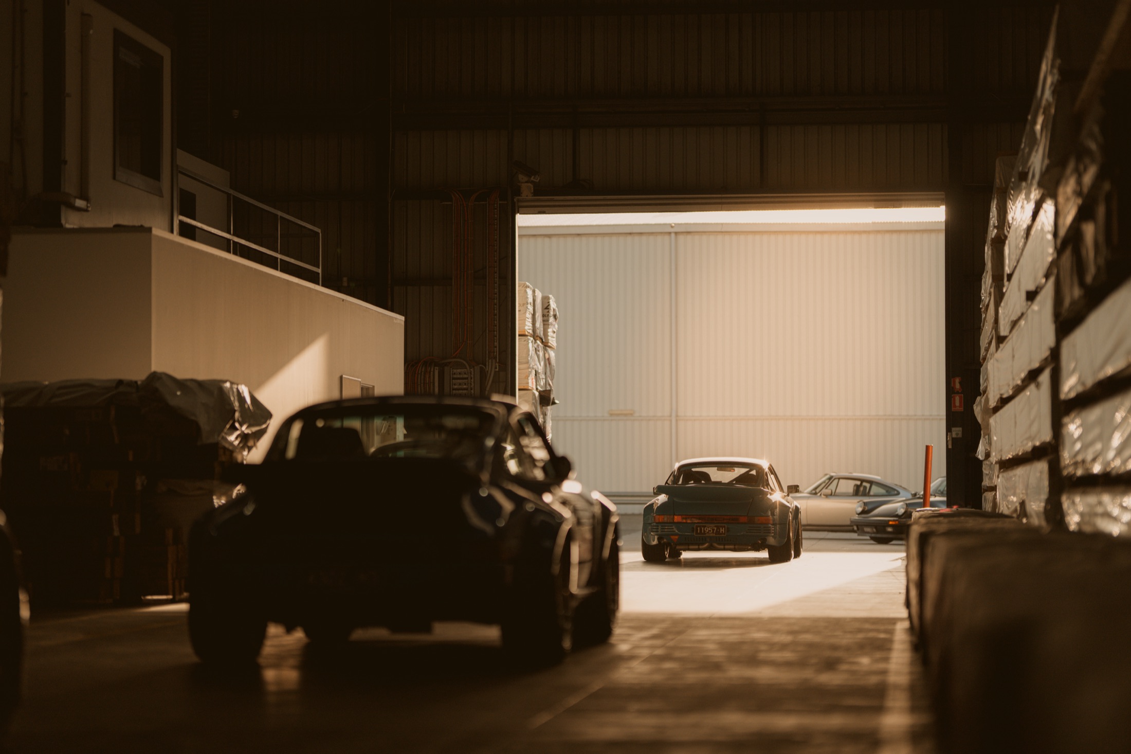 Vintage Porsches in a warehouse shoot